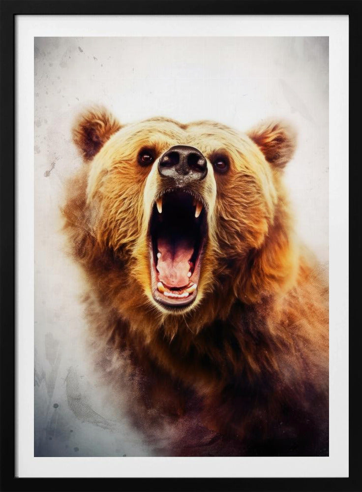 Akvarell djurkonst med björnbrun björn | Poster