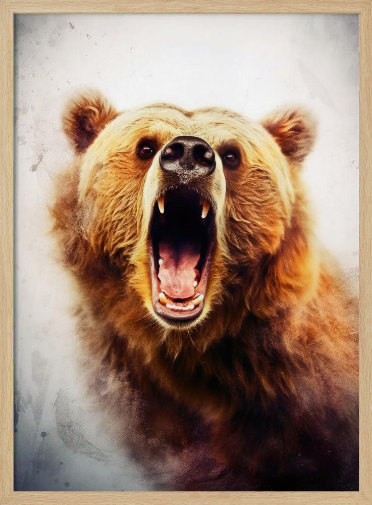 Akvarell djurkonst med björnbrun björn | Poster