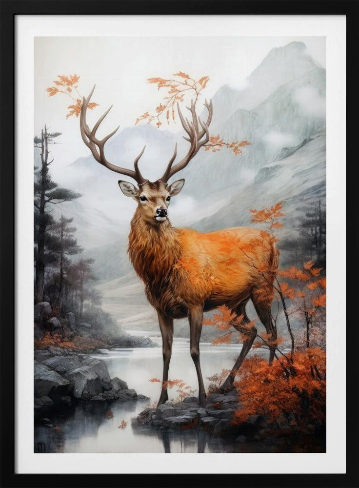 Akvarell djurkonst med hjort | Poster