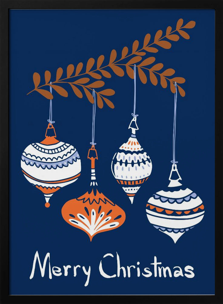 Glada små julgranskulor blå | Poster