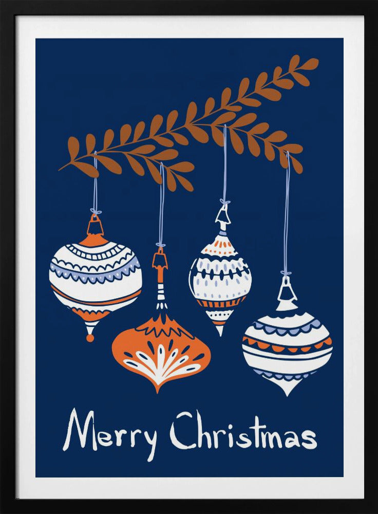 Glada små julgranskulor blå | Poster