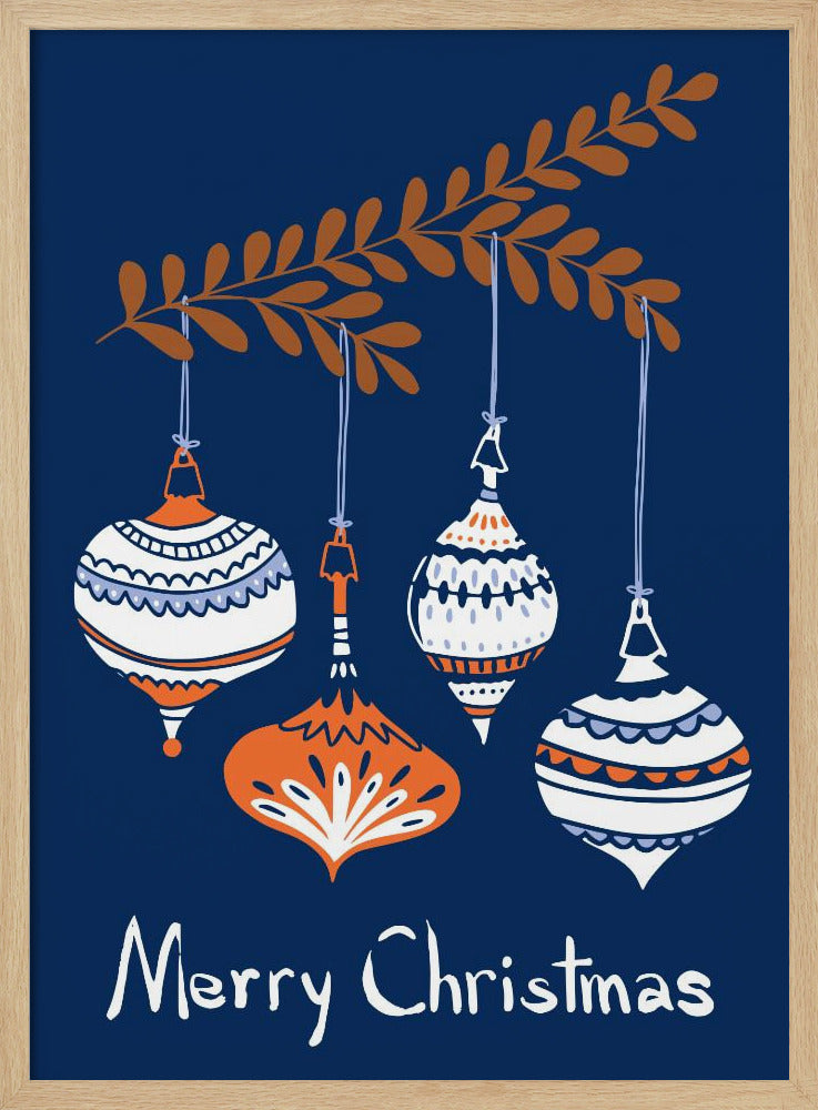Glada små julgranskulor blå | Poster
