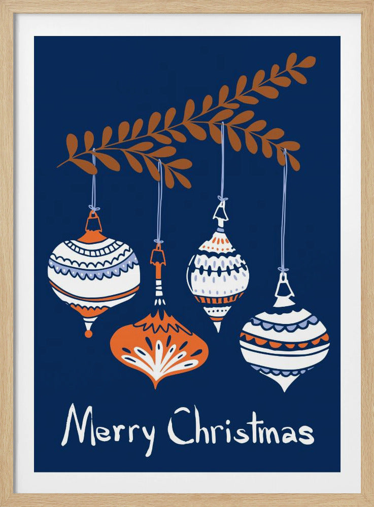 Glada små julgranskulor blå | Poster