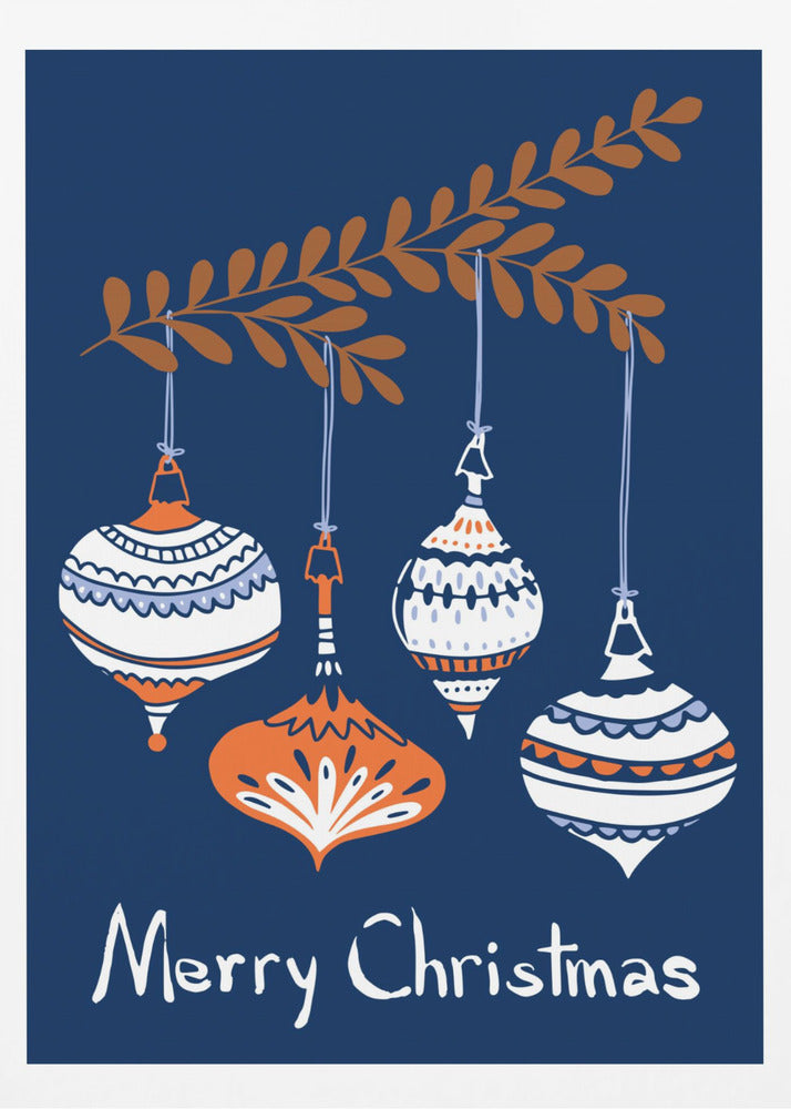 Glada små julgranskulor blå | Poster