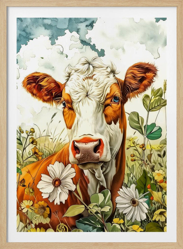 Cow watercolor animal art 2 | Poster