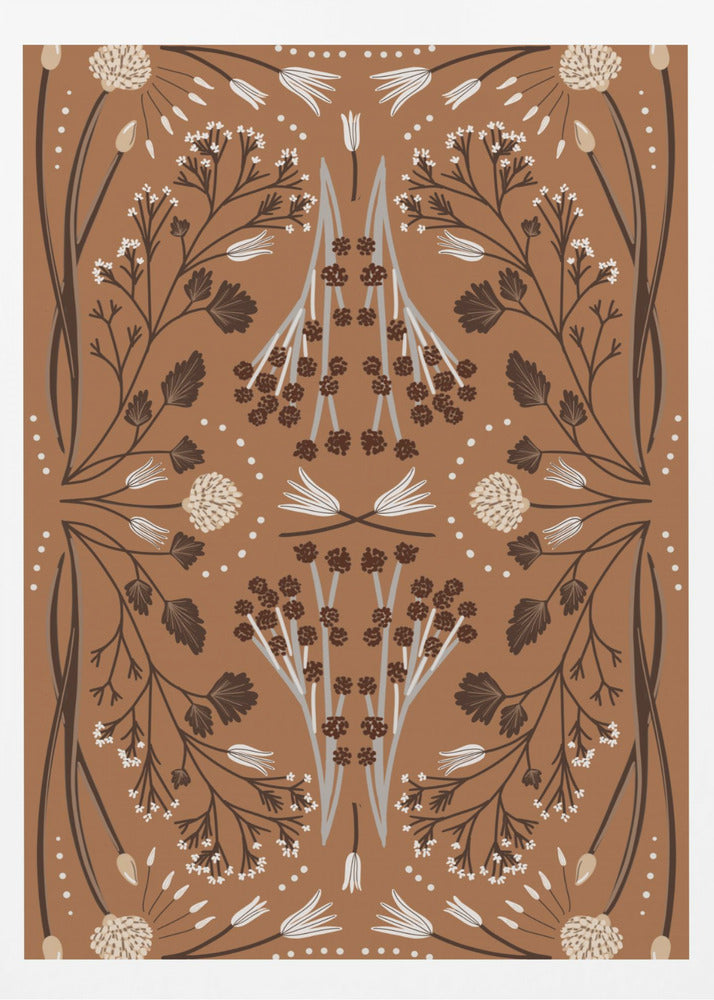 Folk Mirrored Botanicals - Earth Tones | Poster