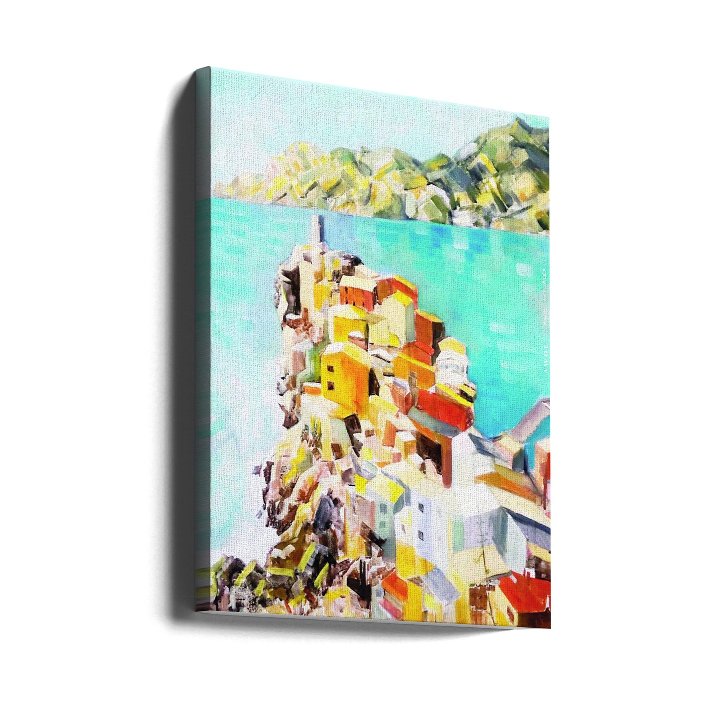 Farverig by ved Middelhavet, Italien vægkunst | Lærredsbilleder
