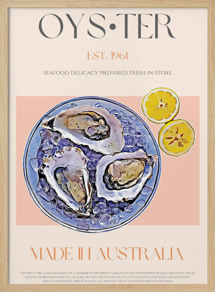 Frische Austern mit Zitronenscheiben | Poster
