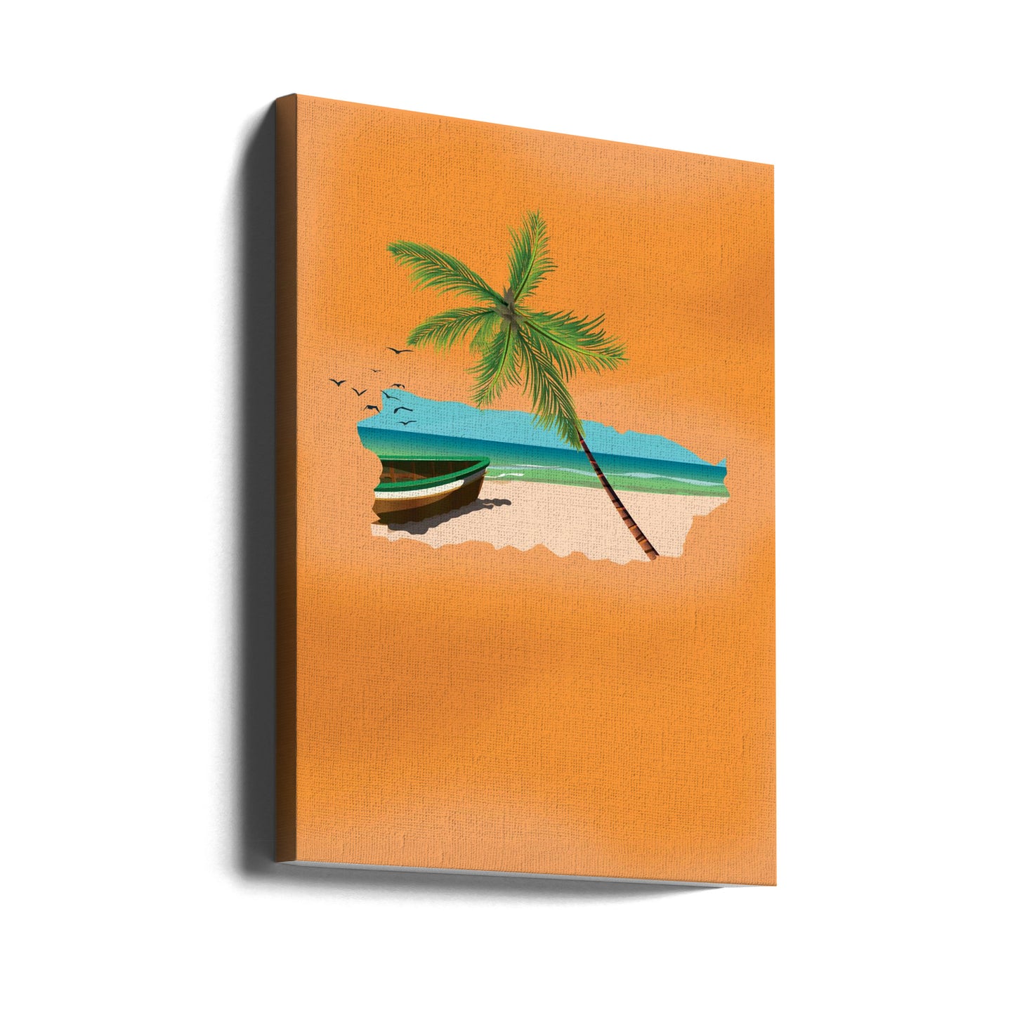Tropical Beach Scene With A Palm Tree | Canvas