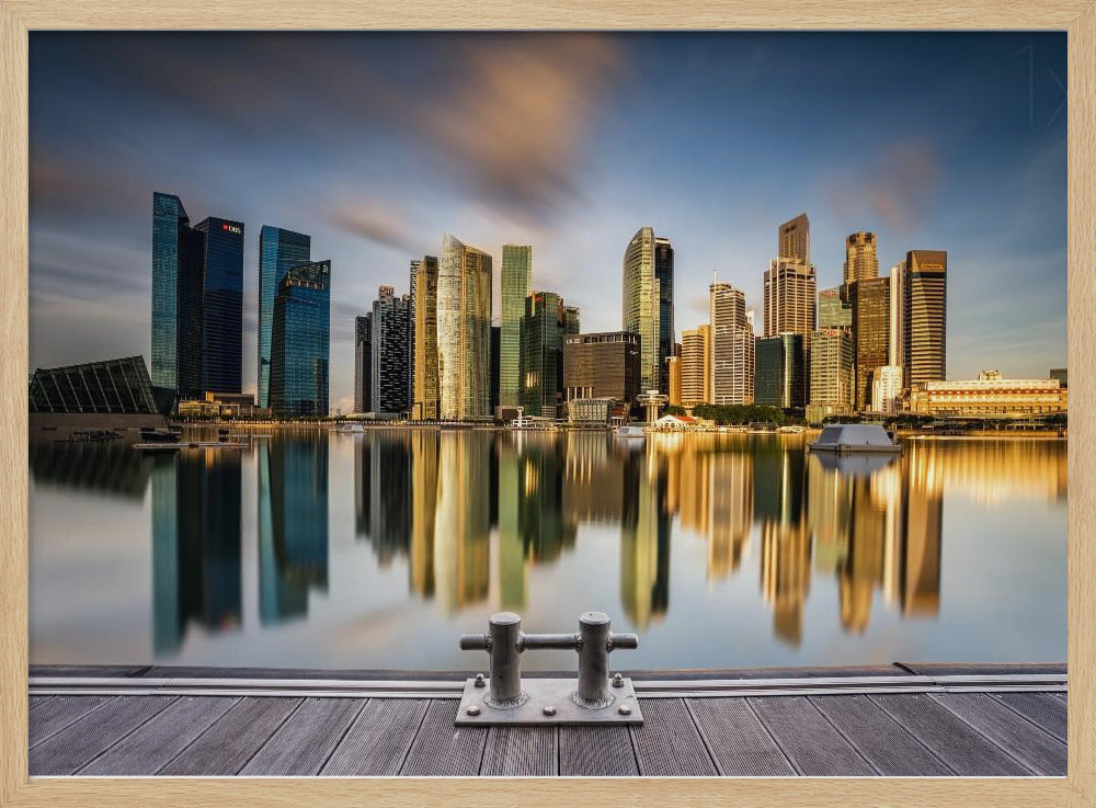 Gylden morgen i Singapore | Plakater - Kunsttryk
