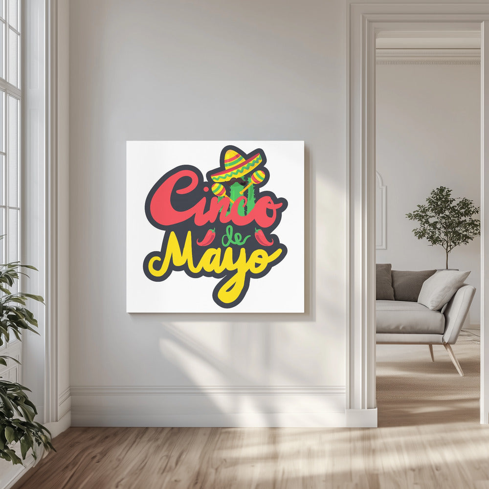 Arte dei cartoni animati del Cinco de Mayo | Stampe su Tela
