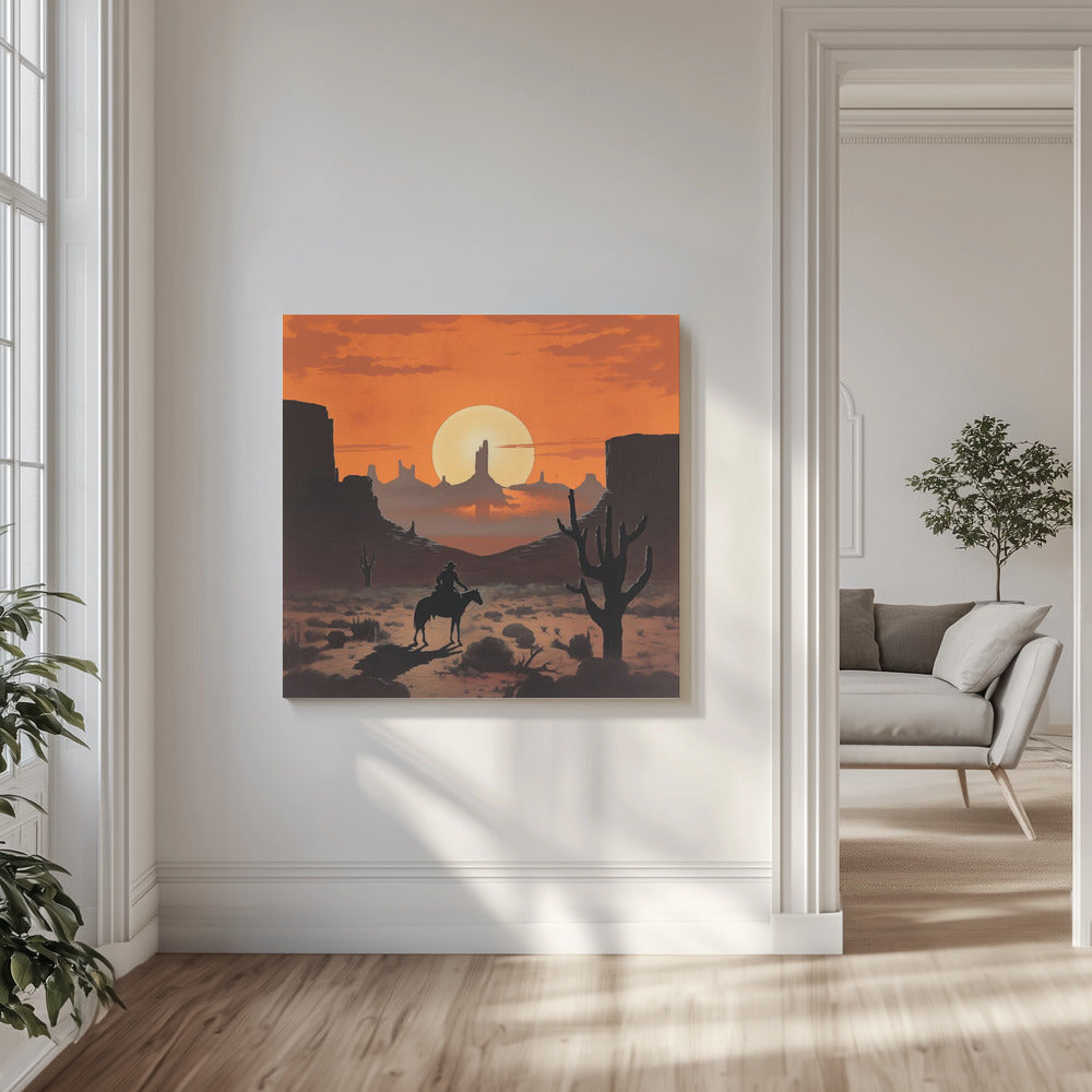 Sonnenuntergangs-Cowboy | Leinwand-Bilder