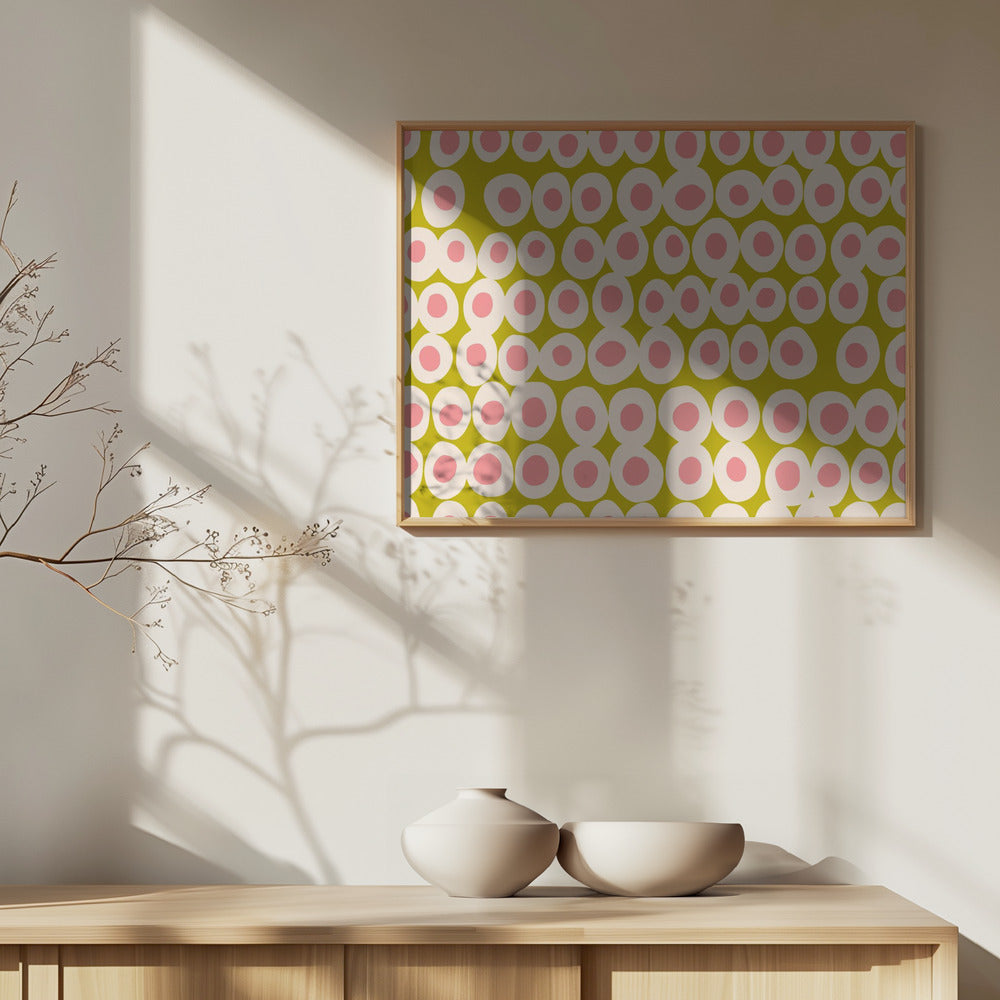 Wonderful bold dots pink and olive pattern | Poster