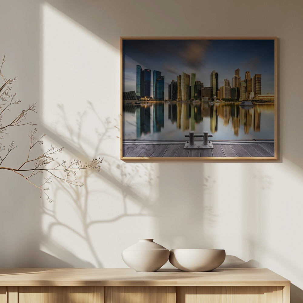 Gylden morgen i Singapore | Plakater - Kunsttryk