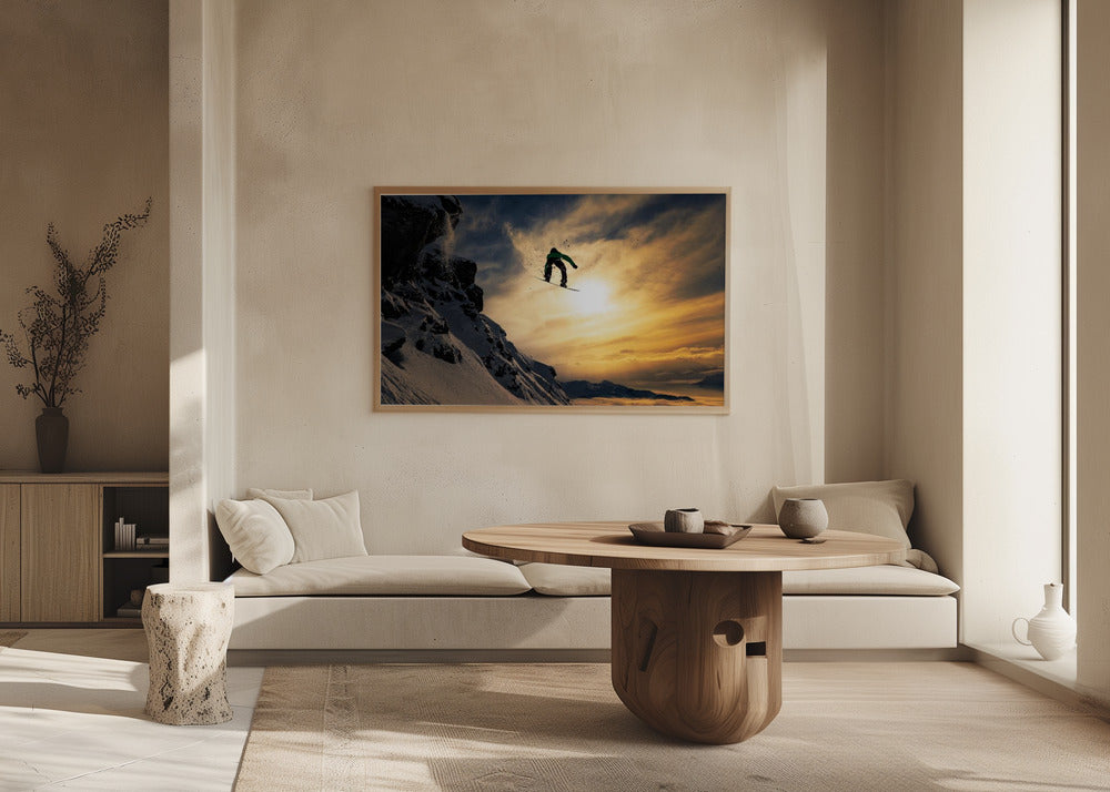 Snowboarden bij zonsondergang | Posters - Kunstdrukken