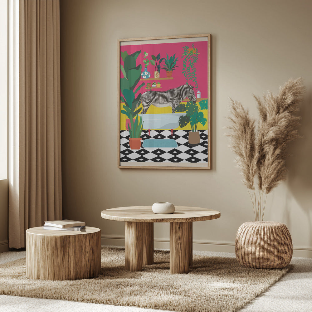 Zebra Bathtime | Poster