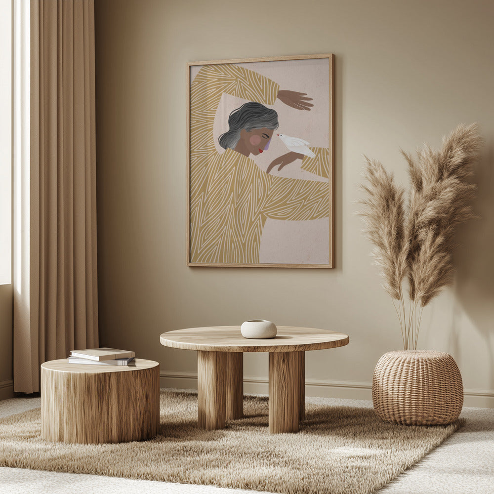 Kvinnan med en fågel | Poster