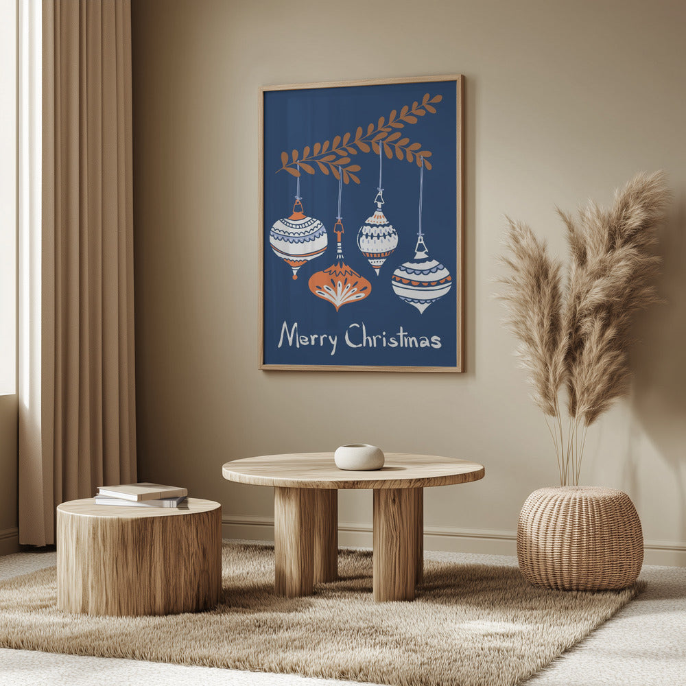 Glada små julgranskulor blå | Poster