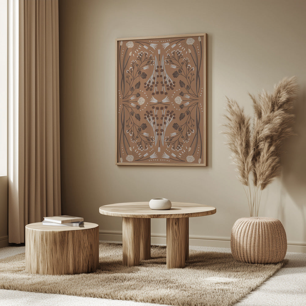 Folk Mirrored Botanicals - Earth Tones | Poster