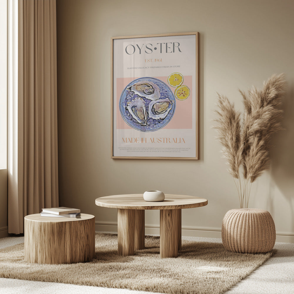 Frische Austern mit Zitronenscheiben | Poster