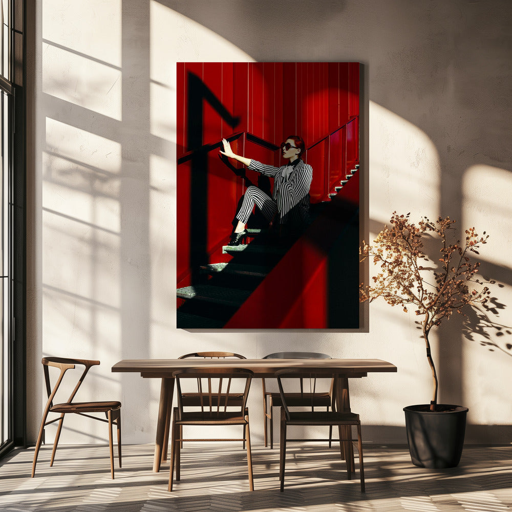 Red Stair Rhythms | Canvas