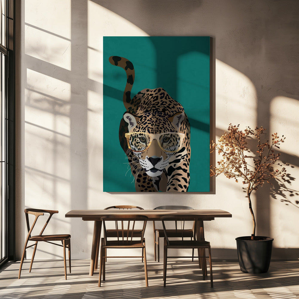 Nysgerrig grøn leopard | Lærredsbilleder