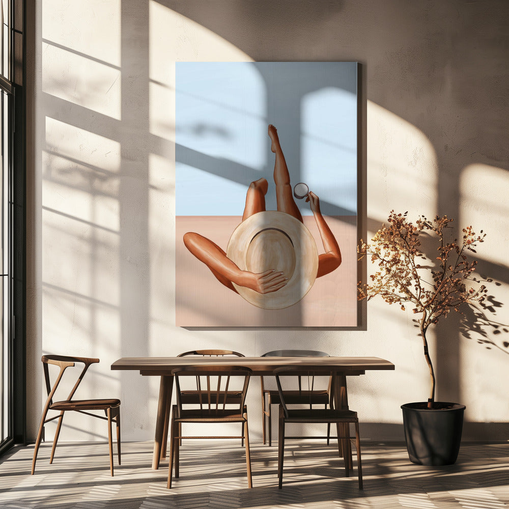 Fille au bord de la piscine | Tableaux sur Toile