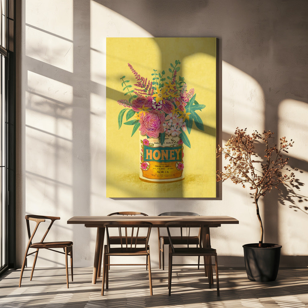 Fiori in una lattina di miele d'epoca | Stampe su Tela