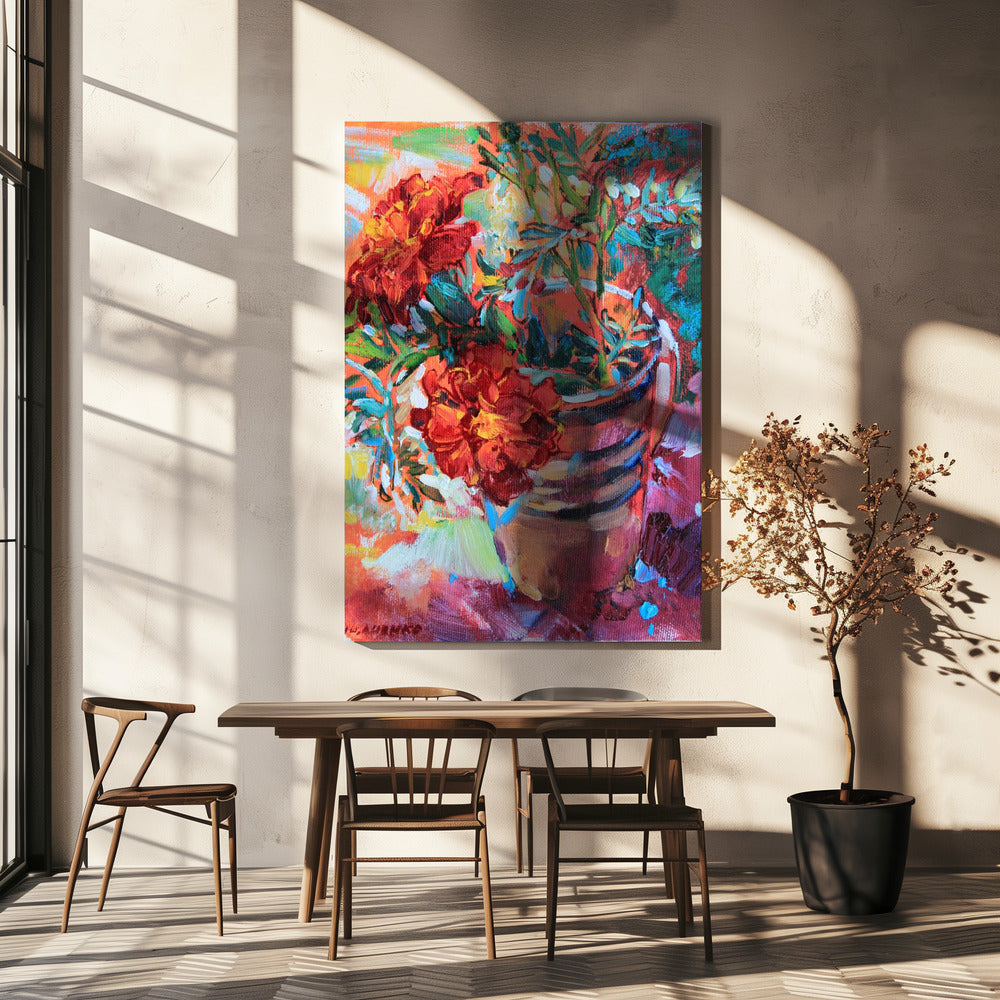Ringelblumen in einer Tasse | Leinwand-Bilder