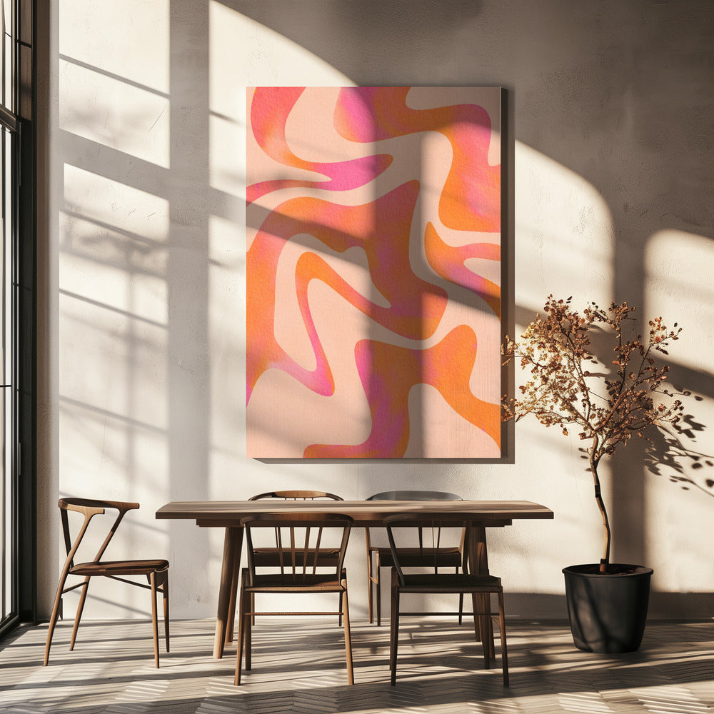 Abstrakt våg - Persikafluff | Canvas