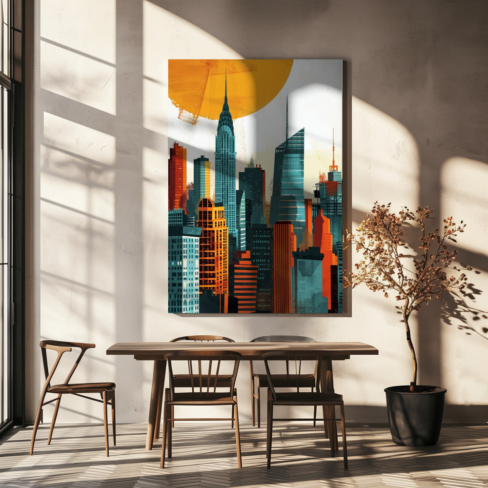 Pintura digital en acuarela de la ciudad de Nueva York (3) | Impresiones en Lienzo