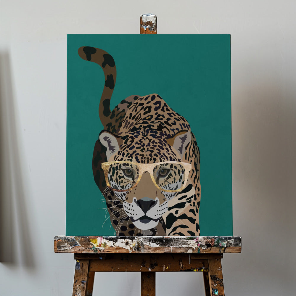 Nysgerrig grøn leopard | Lærredsbilleder