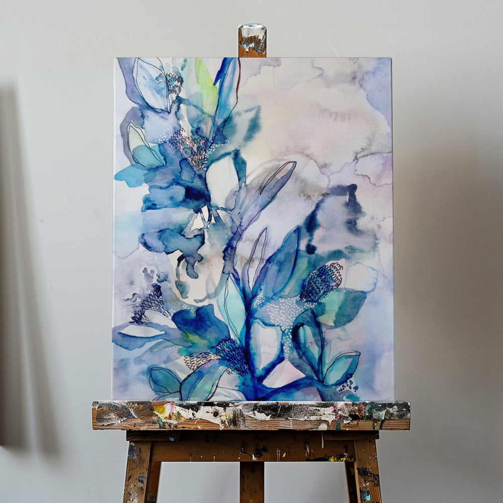 Aqua Blomster | Lærredsbilleder