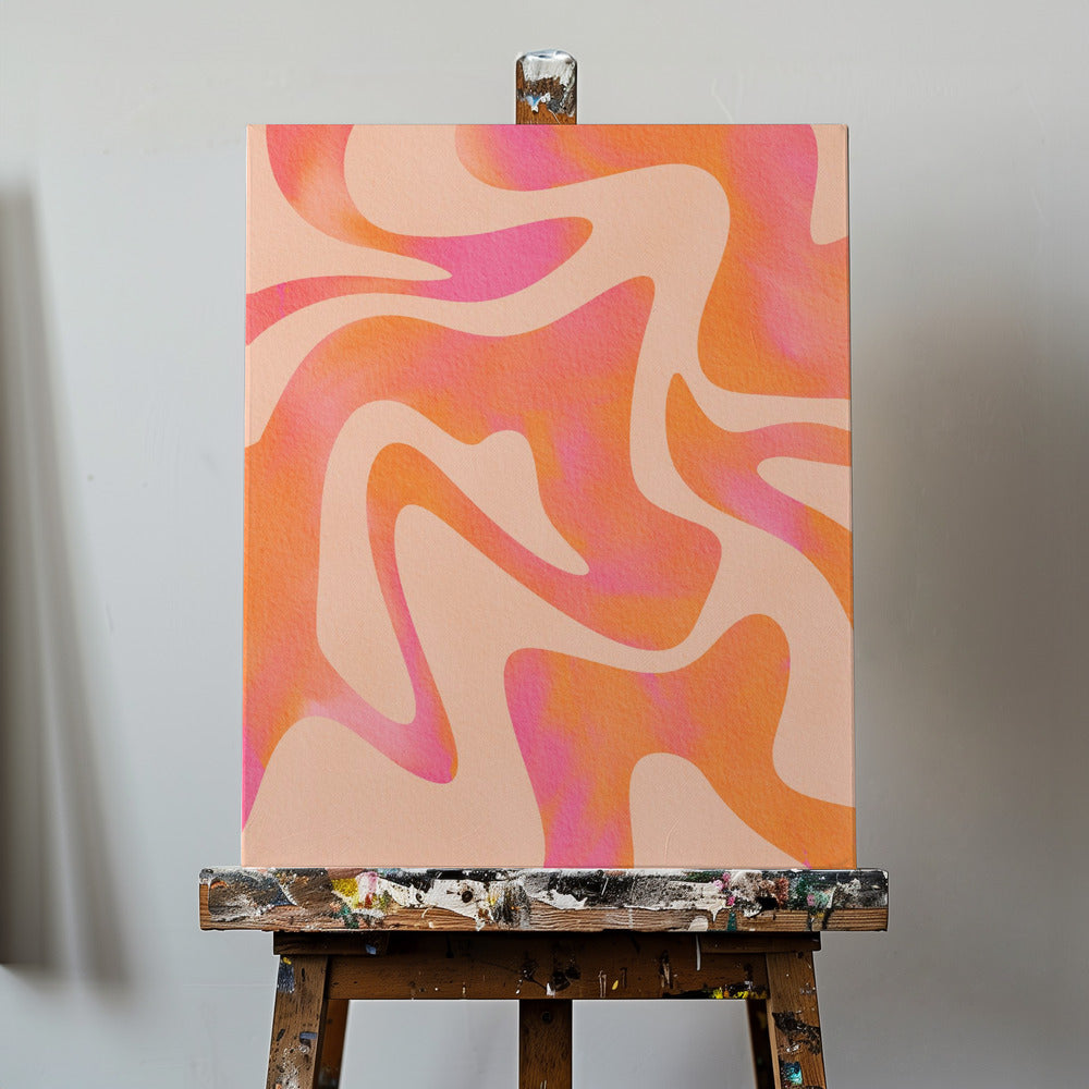 Abstrakt våg - Persikafluff | Canvas