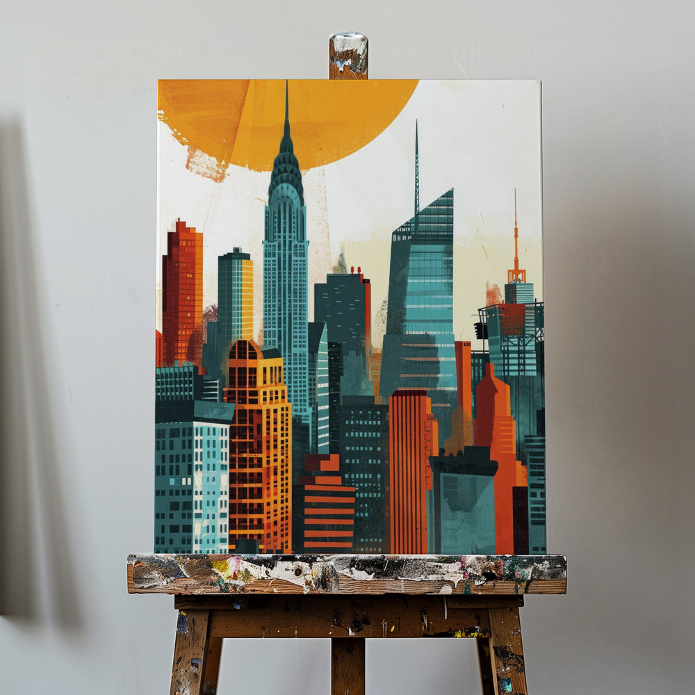 Pintura digital en acuarela de la ciudad de Nueva York (3) | Impresiones en Lienzo