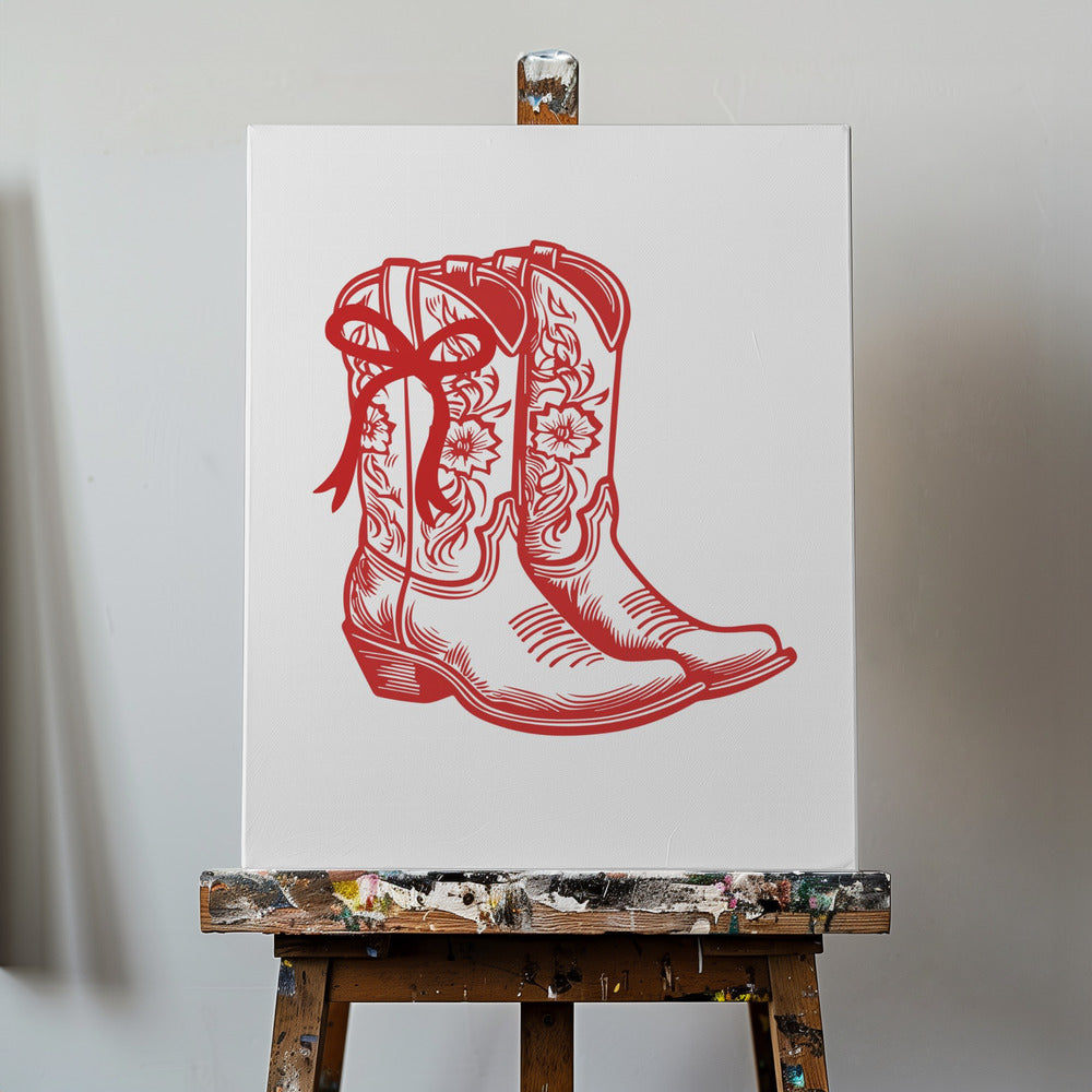 Bottes de cow-girl rouges avec nœud | Tableaux sur Toile