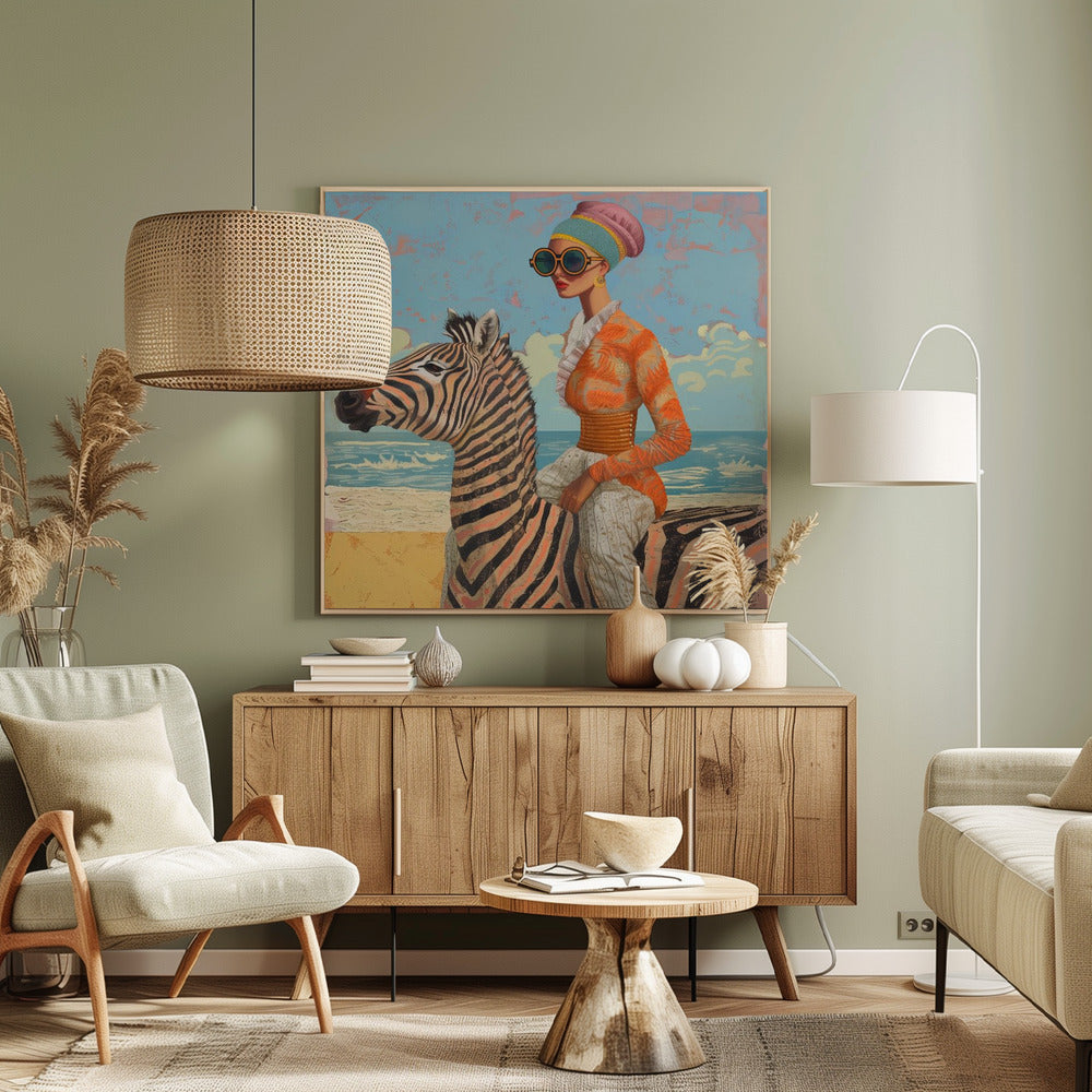 Femme et zèbre | Tableaux sur Toile