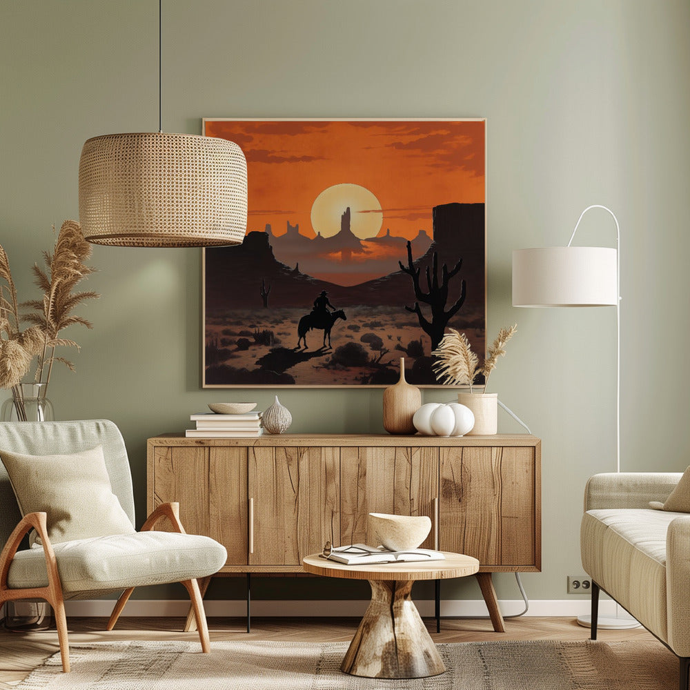 Sonnenuntergangs-Cowboy | Leinwand-Bilder