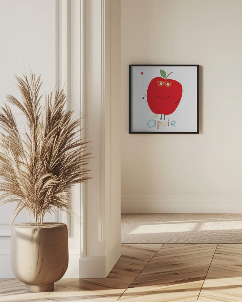 I Love Apple! Happy Apple Holding a Love Heart. | Poster