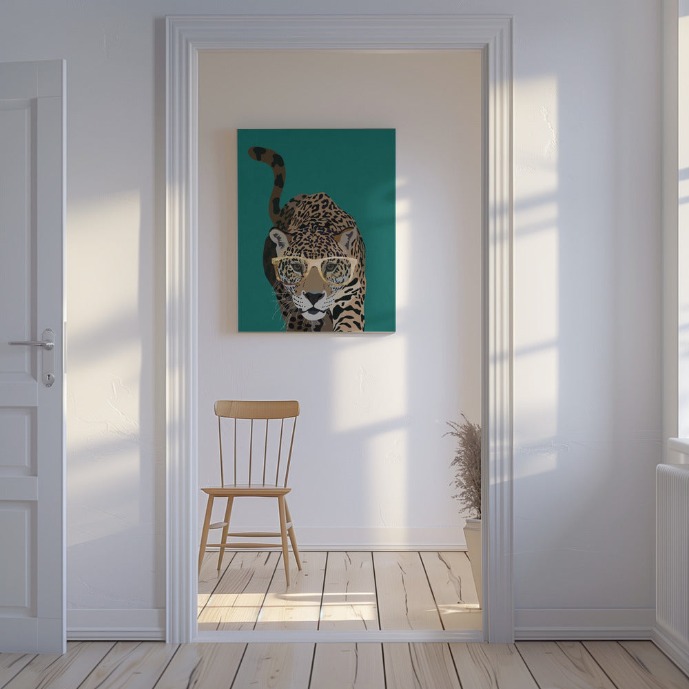 Nysgerrig grøn leopard | Lærredsbilleder