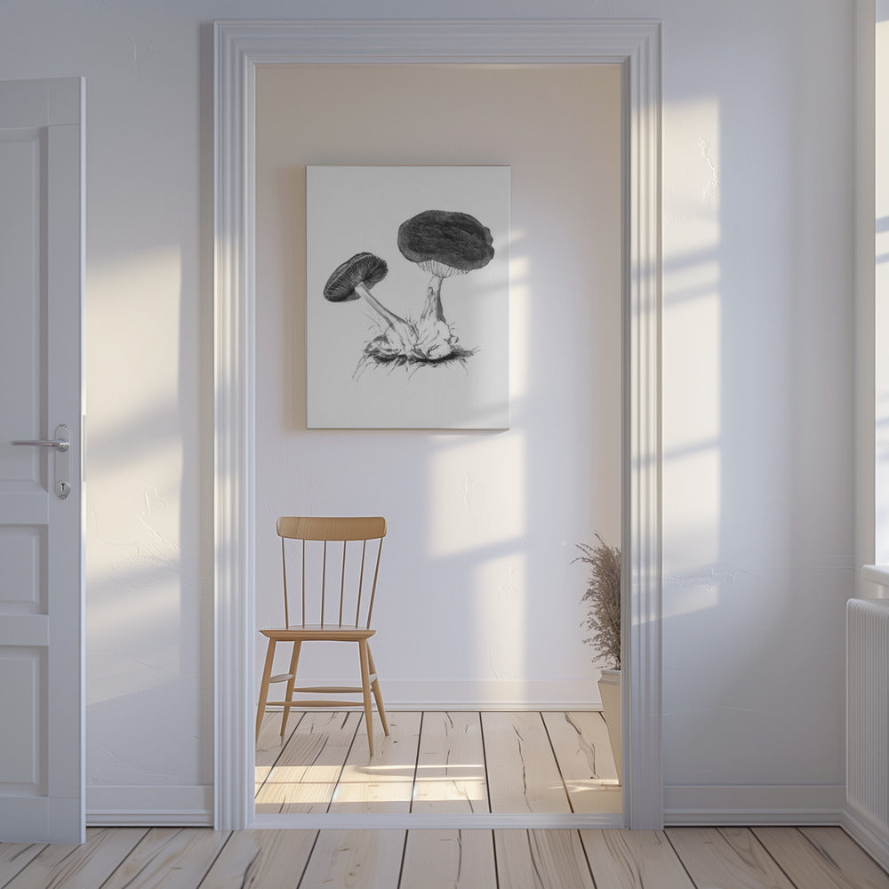 Vintage Violet Webcap Champignon Lys Sort/Hvid | Lærredsbilleder