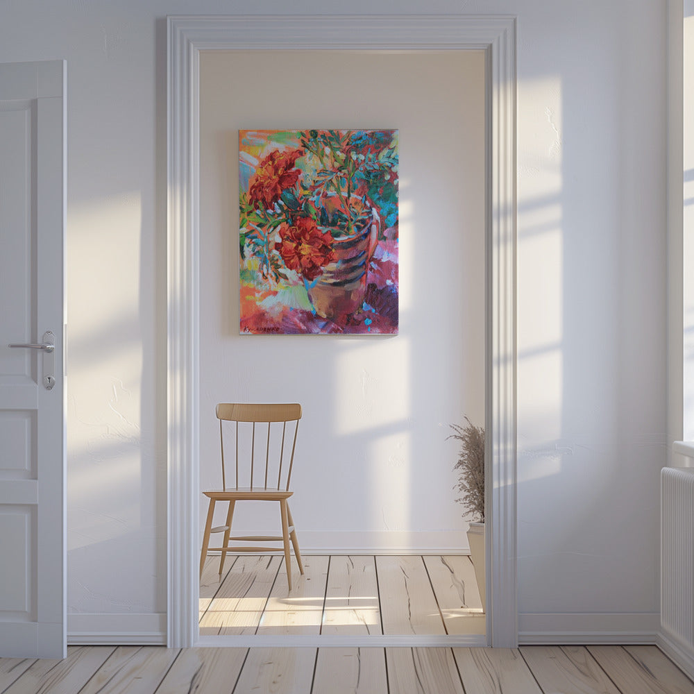 Ringelblumen in einer Tasse | Leinwand-Bilder