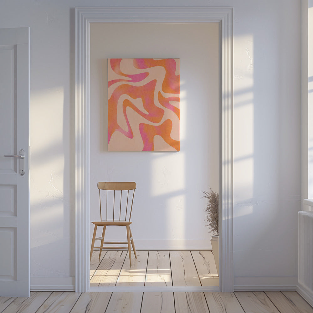 Abstrakt våg - Persikafluff | Canvas