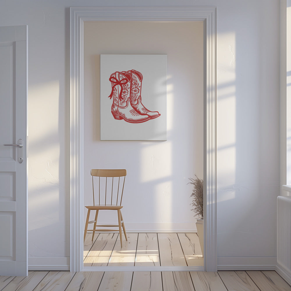 Bottes de cow-girl rouges avec nœud | Tableaux sur Toile