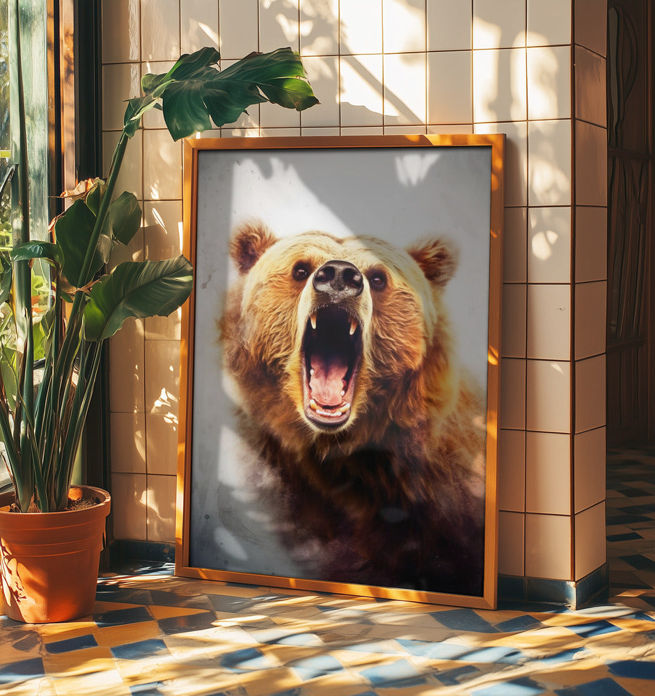 Akvarell djurkonst med björnbrun björn | Poster