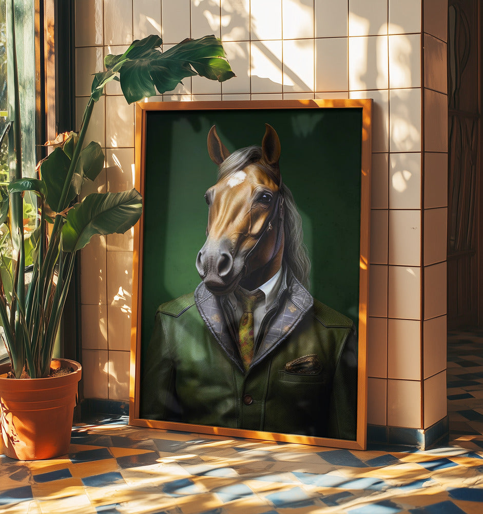Elegant grön hästkonst | Poster