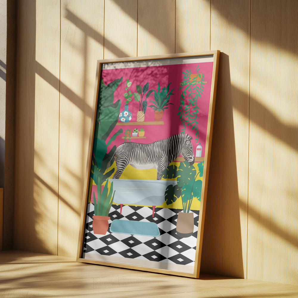 Zebra Bathtime | Poster