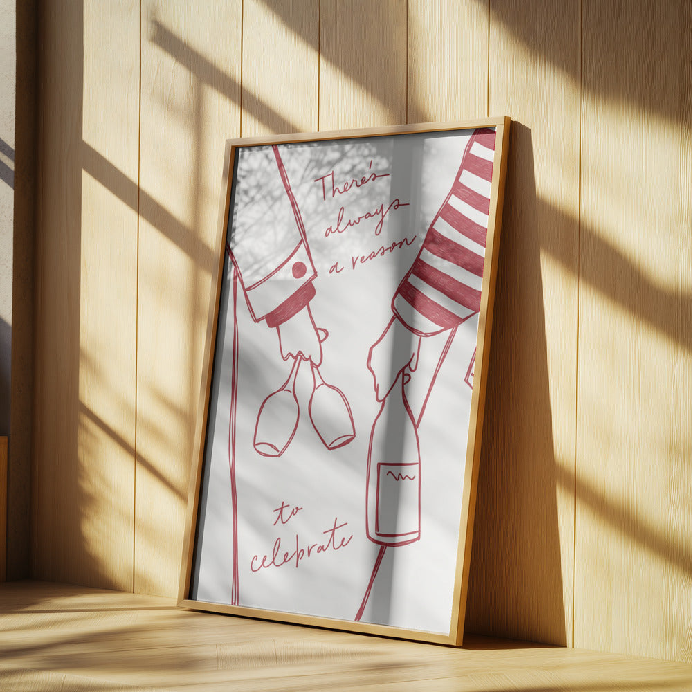 Woman holding wine bottle and wine glass (Red) - Wine Vin Rouge Femme | Poster