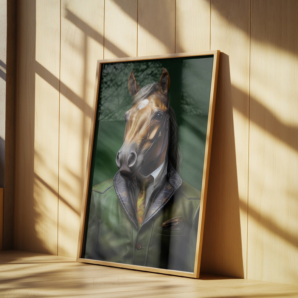 Elegant grön hästkonst | Poster