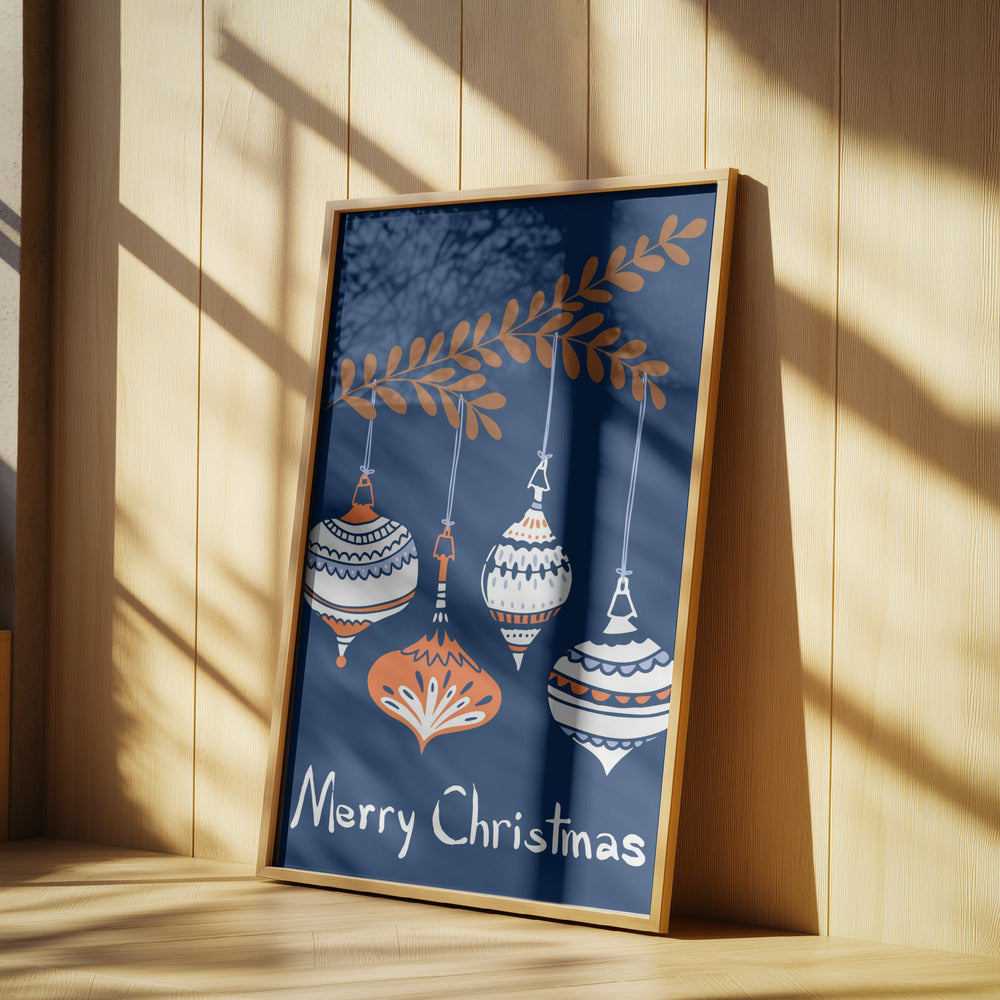 Glada små julgranskulor blå | Poster